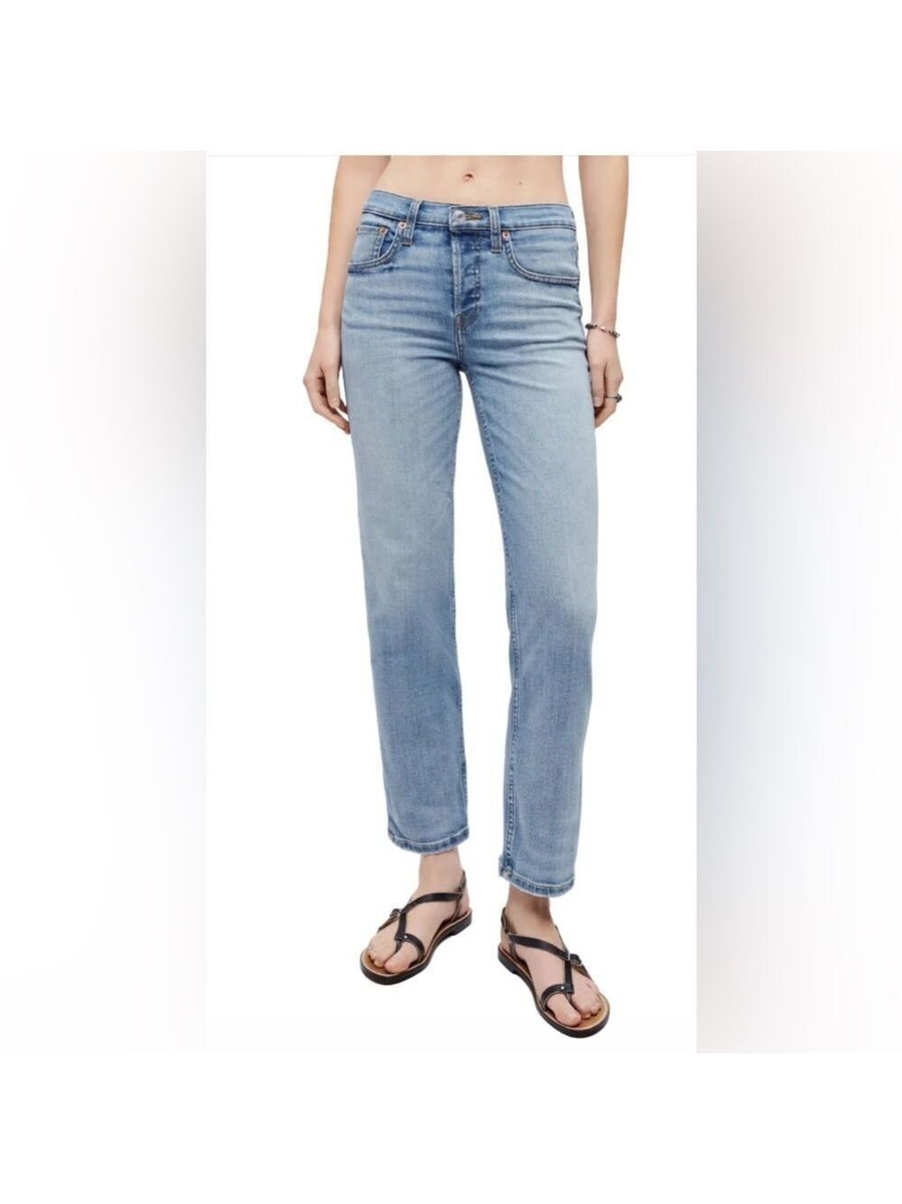 Re/Done Mid Rise Stove Pipe Hacienda Jeans